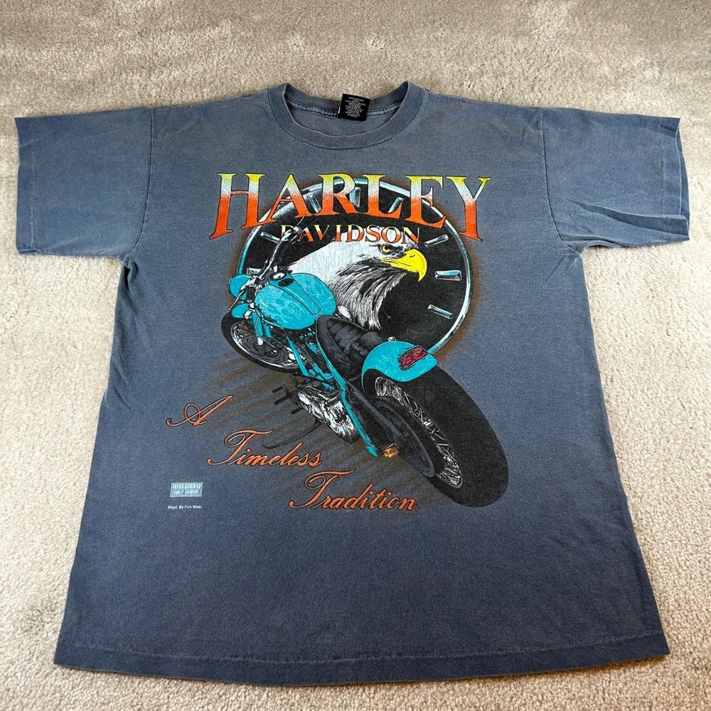 Vintage 90s Harley Davidson Eagle A Timeless Tradition Biker T-Shirt Men's Large